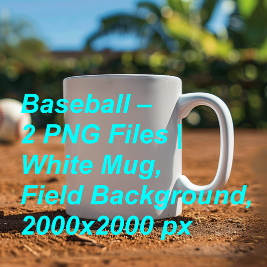 Baseball Mockup Bundle – 2 High Quality PNG Files | White Mug, Field Background, 2000x2000 px