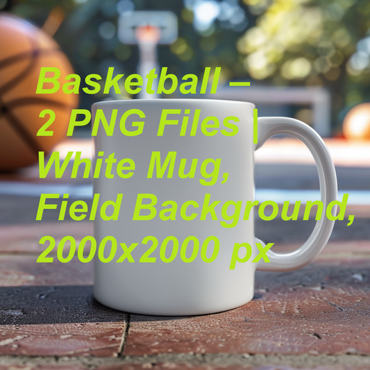 Basketball Mockup Bundle – 2 High Quality PNG Files | White Mug, Field Background, 2000x2000 px