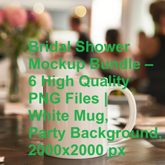 Bridal Shower Mockup Bundle – 6 High Quality PNG Files | White Mug, Party Background, 2000x2000 px