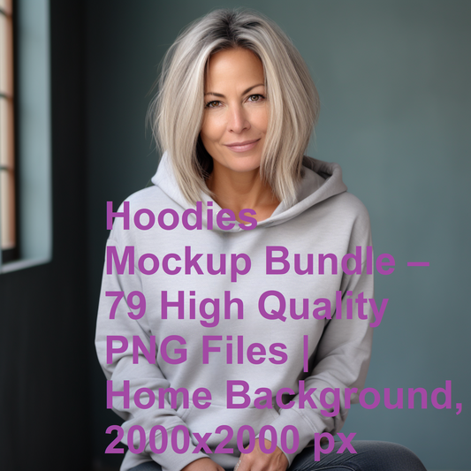 Hoodies Mockup Bundle – 79 High Quality PNG Files | Home Background, 2000x2000 px