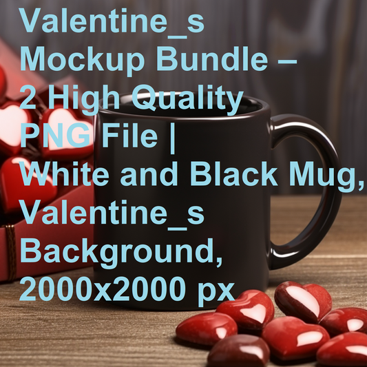 Valentine_s Mockup Bundle – 2 High Quality PNG File | White and Black Mug, Valentine_s Background, 2000x2000 px