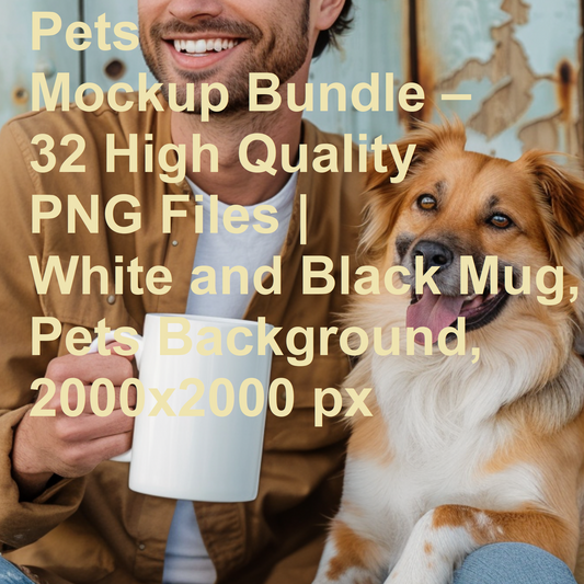 Pets Mockup Bundle – 32 High Quality PNG Files | White and Black Mug, Pets Background, 2000x2000 px