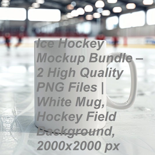 Ice Hockey Mockup Bundle – 2 High Quality PNG Files | White Mug, Hockey Field Background, 2000x2000 px