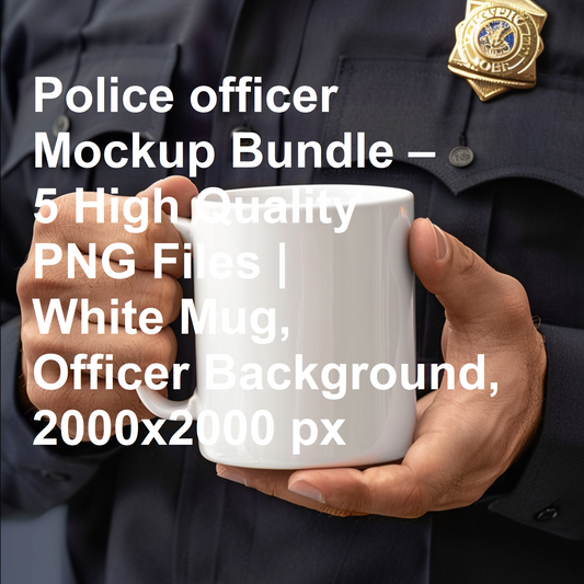 Police officer Mockup Bundle – 5 High Quality PNG Files | White Mug, Police officer Background, 2000x2000 px