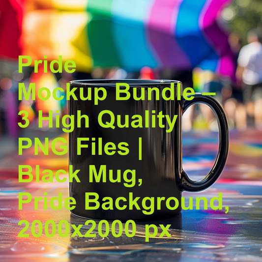 Pride Mockup Bundle – 3 High Quality PNG Files | Black Mug, Pride Background, 2000x2000 px