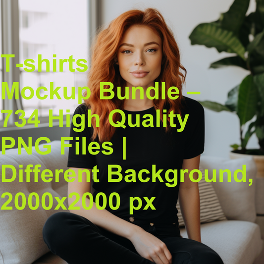 T-shirts Mockup Bundle – 734 High Quality PNG Files | Different Background, 2000x2000 px