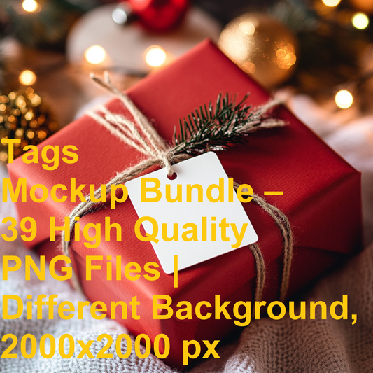 Tags Mockup Bundle – 39 High Quality PNG Files | Different Background, 2000x2000 px
