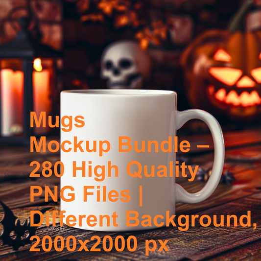 Mugs Mockup Bundle – 280 High Quality PNG Files | Different Background, 2000x2000 px