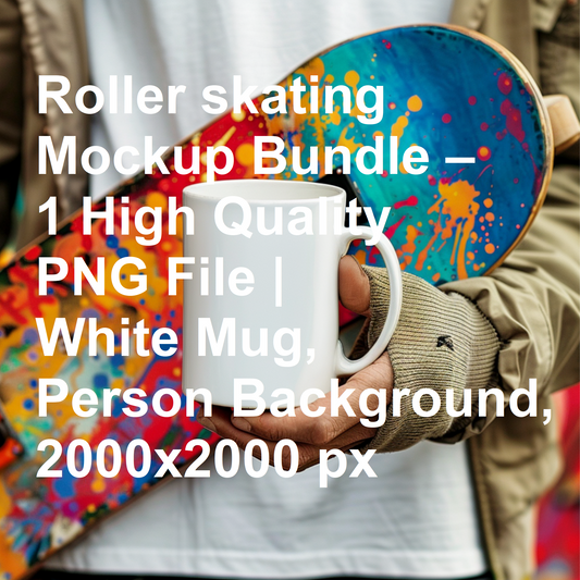 Roller skating Mockup Bundle – 1 High Quality PNG File | White Mug, Person Background, 2000x2000 px