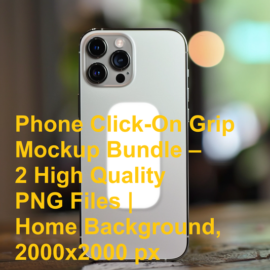 Phone Click-On Grip Mockup Bundle – 2 High Quality PNG Files | Home Background, 2000x2000 px
