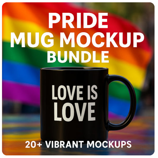 Pride Mug Mockup Bundle – 20+ Vibrant High Quality PNG Mockups for Merch Designers & Inclusive Brands
